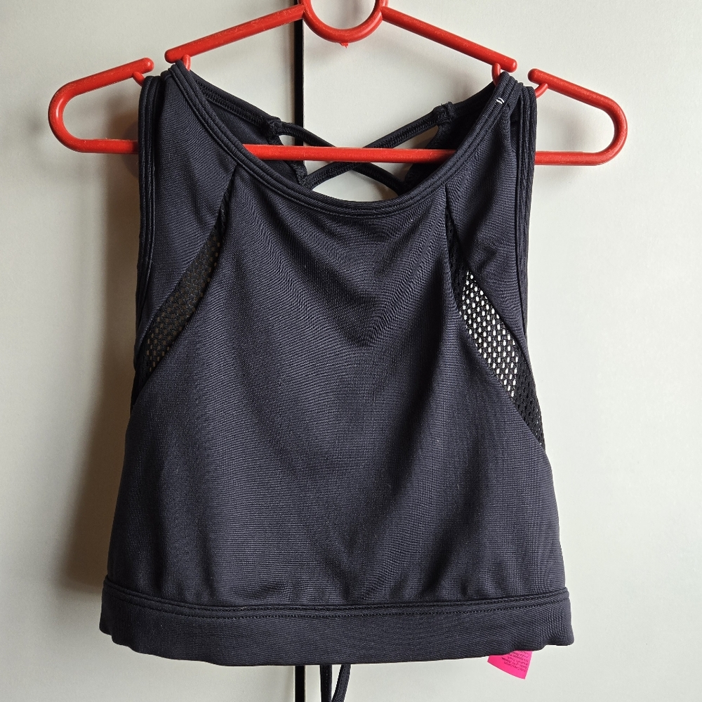 Black Mesh Detail Sports Bra